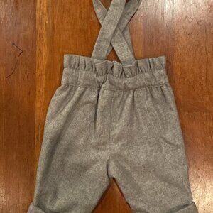 Jacadi Paris Gray Wool Baby Overalls Boys 6M Suspenders